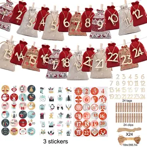 Mvyc 24-Day Advent Calendar, 10x14cm Large Fillable Christmas Countdown, Bohemian Style, Durable Polyester, Holiday Decor & Gift Giving