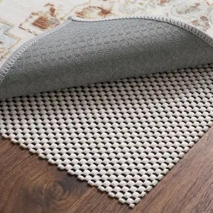 Non-Slip Rug Pads - 6x9 Ft White Grid PVC Mesh Non-Slip Rug Pad for Area Rugs, Anti Skid Underlay for Tile Laminate Vinyl, Ideal for Dining Room and Hallways,