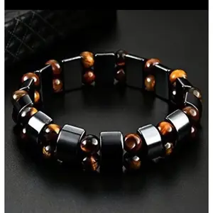 Magnetic Hematite Tiger Eye Wellness & Protection Bracelet, Magnetic Therapy Jewelry, Natural Stone Couple Bracelet, Grounding Jewelry, Confidence Boost Bracelet, Energy Bracelet for Men's&Women's Fashionable matching dainty appreciation Gift