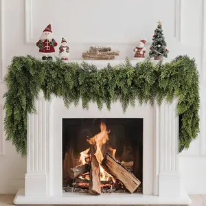 6-foot 2-pack Faux Cedar Wreaths, Realistic Winter Cedar Wreaths, Green Faux Pine Wreaths, Suitable for Dining Tables, Mantels, Walls, Indoor, Outdoor, Christmas, Halloween (2-foot, 6-foot)