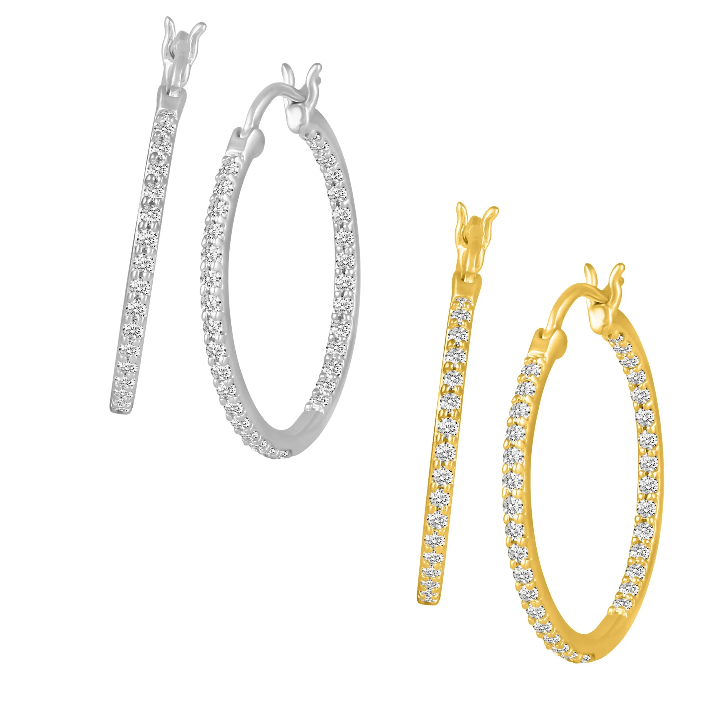 1/2 - 1 1/2ct tw Diamond Hoop Earrings in Sterling Silver