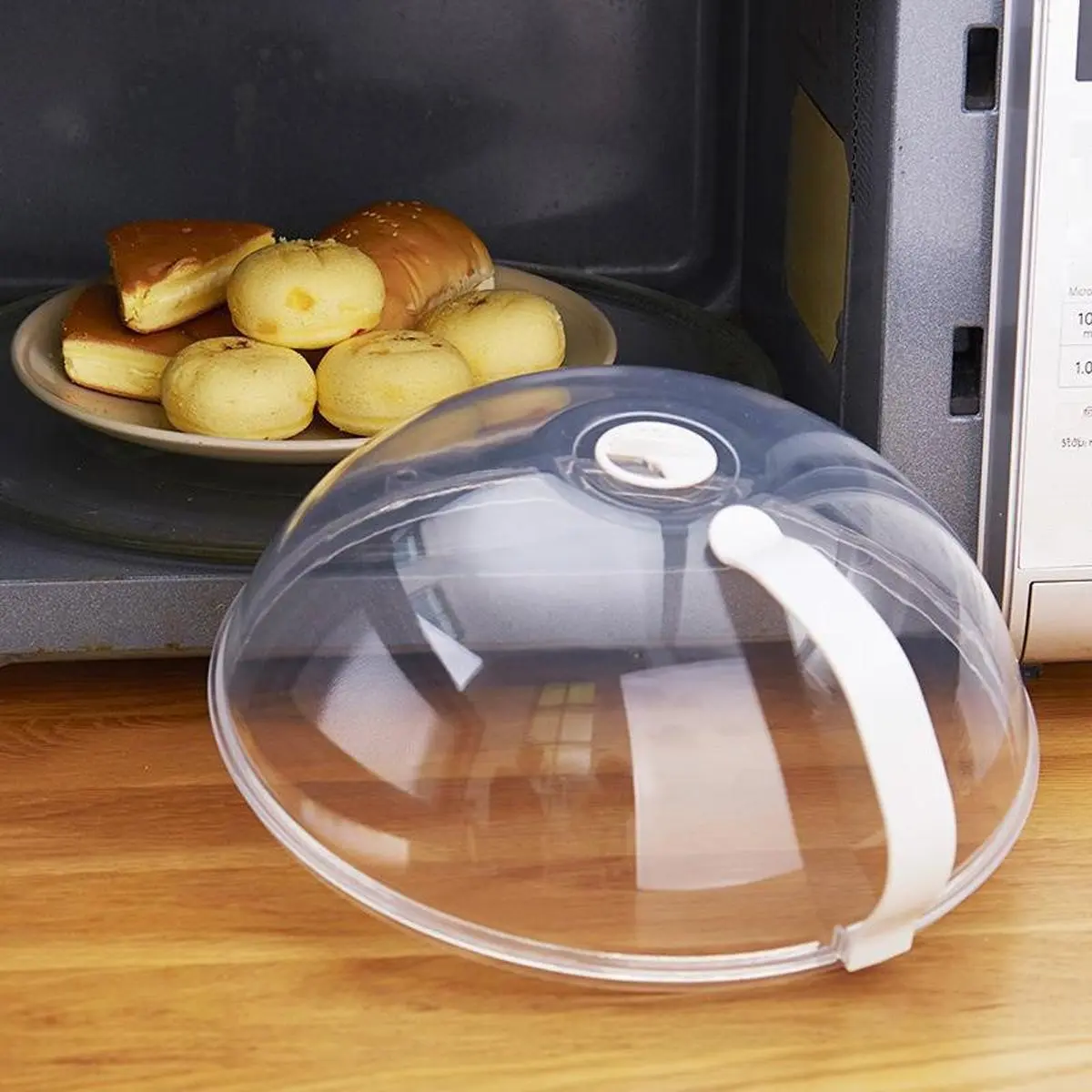 Round Microwave Wall-Mounted Protective Cover, Anti-Splash Heating Protection, Food Preservation, Oil Seal, Space Saving, Full-Range Protection, Kitchen Utensils, Kitchen Gadget