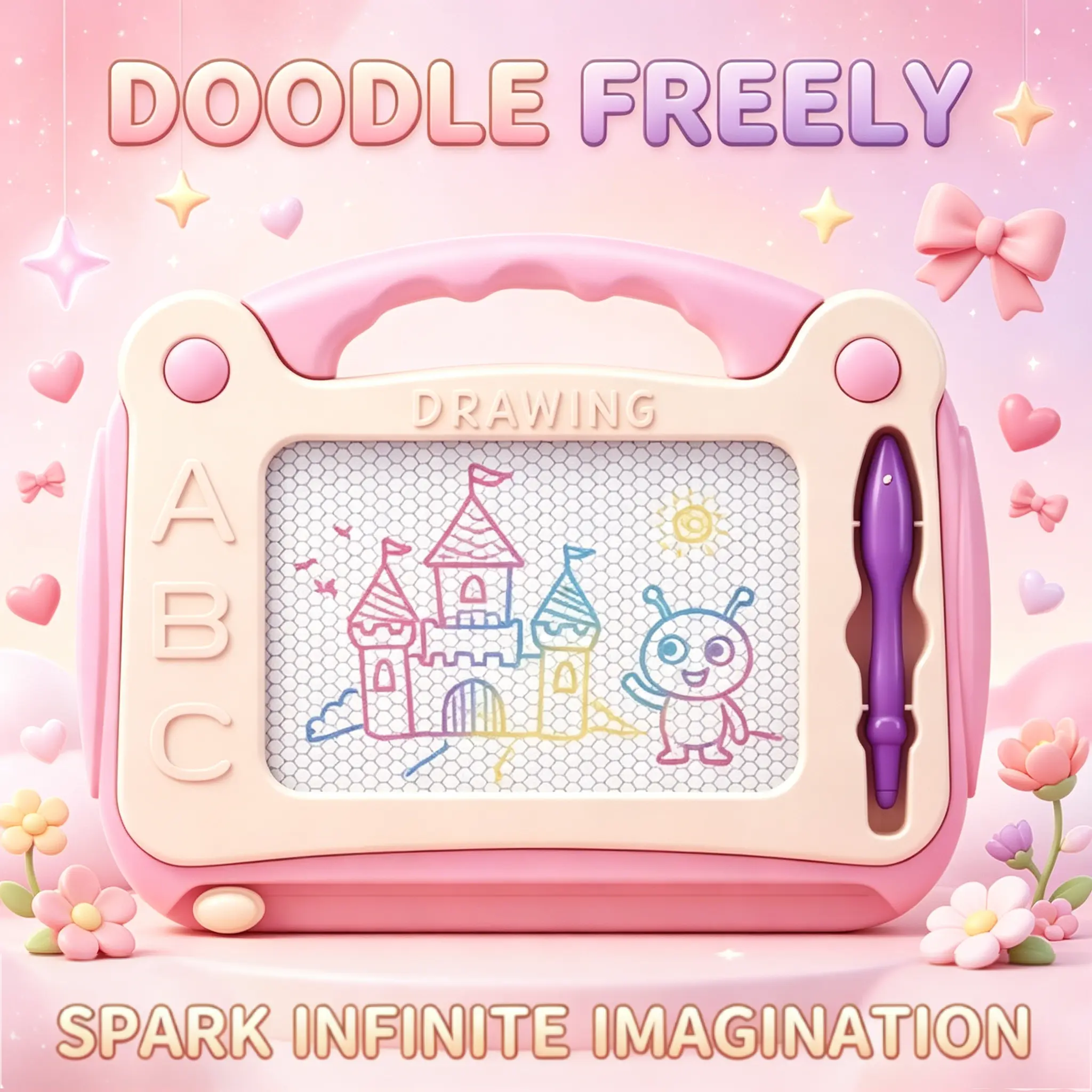 Educational Drawing and Doodle Board Toy, Magnetic Erasable Colorful Sketch Pad, Reusable Learning Tablet, Screen-Free Creative Activity Toy for Toddlers, Portable Travel Gift for Boys and Girls Ages 1-4 art easel tool