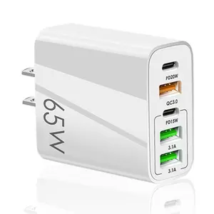 5-Port USB C Fast Charger Block, PD 20W QC3.0 USB C Wall Charger Brick, Multiport Type C Charging Plug for iPhone, Pad Mini/Pro, GalaxyS23, Mobile Phone Charger