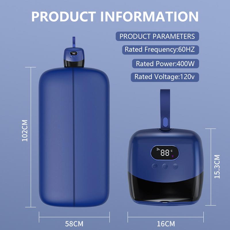 Portable Dryer Mini Dryer Features an adjustable timer and wrinkle-free heating function to quickly dry large quantities of clothes and shoes. Ideal for home, apartment, business trips, and travel use.