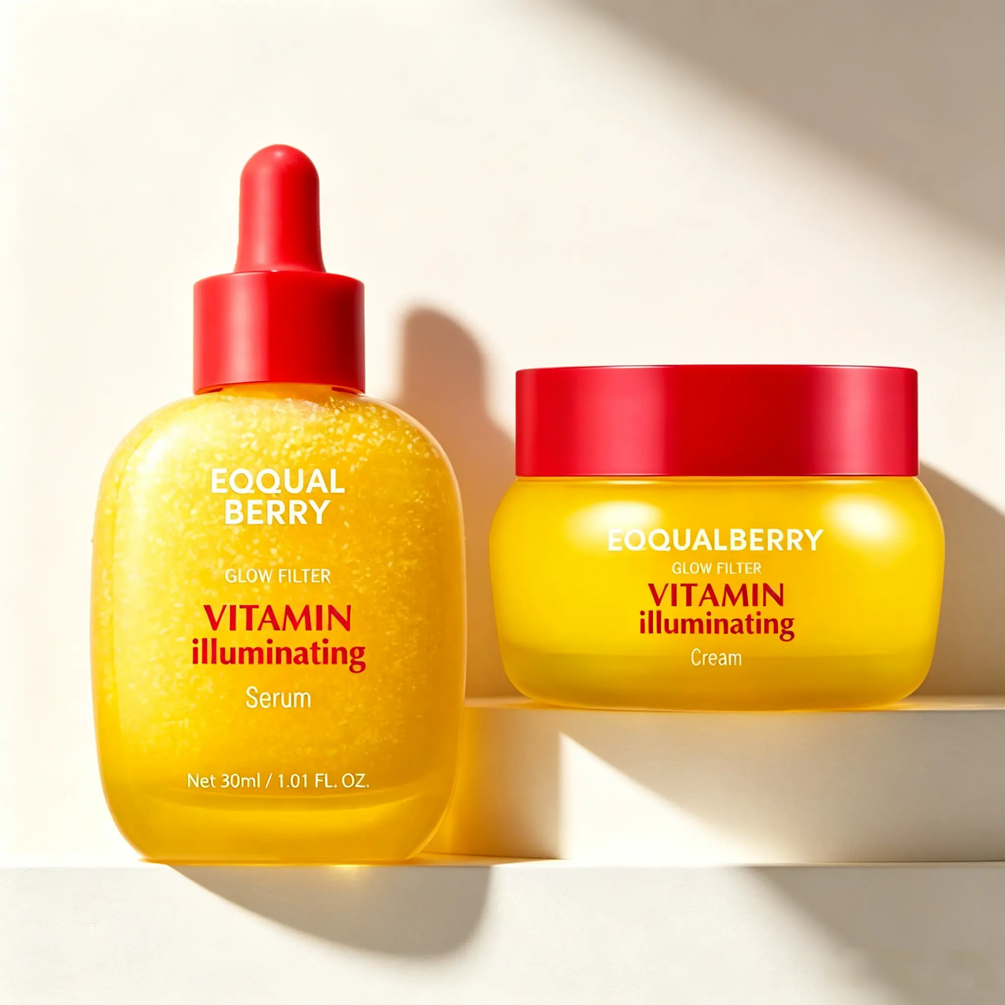 EQQUALBERRY Vitamin Illuminating Duo – Brightening Skincare Ritual with Vitamin C, Niacinamide & TXA | Targets Dark Spots & Uneven Tone | Hydration + Ceramide Barrier Care | Serum 30ml + Cream 50ml