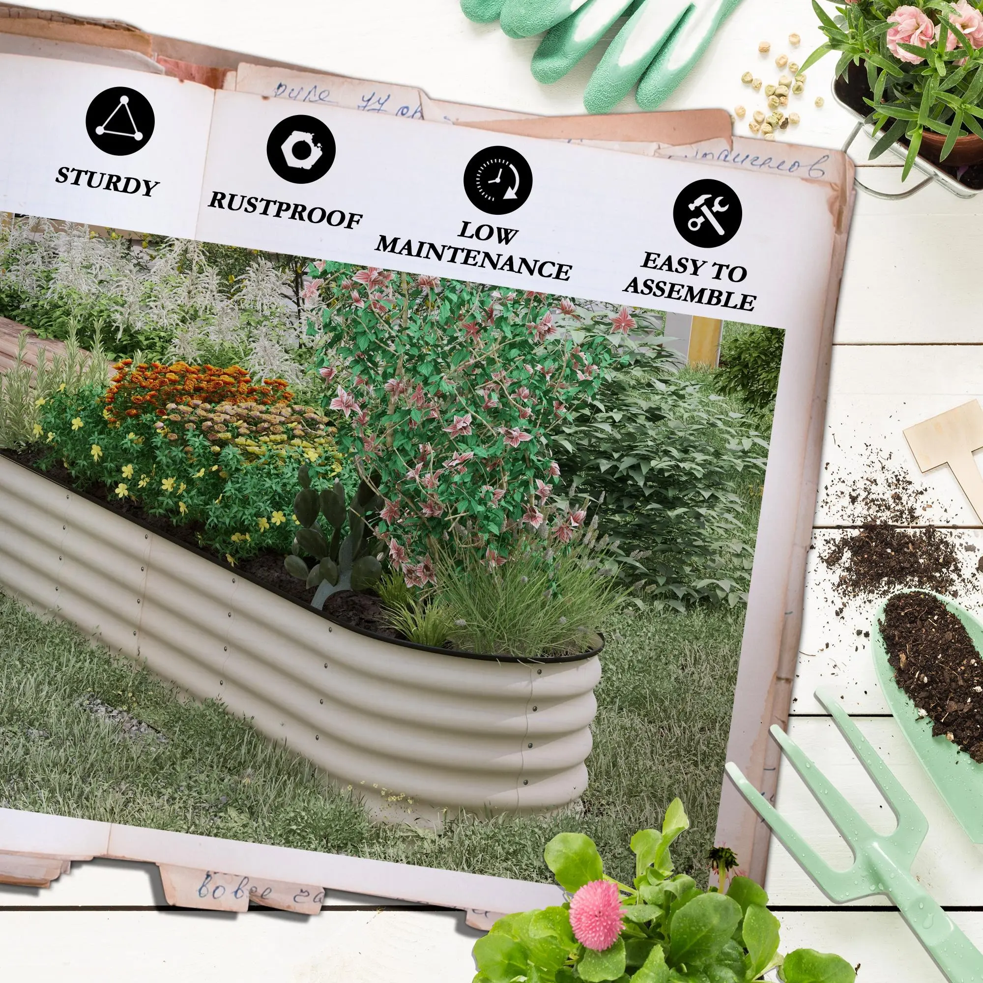 Outsunny 8' x 2' x 1.4' Galvanized Raised Garden Bed Kit with Safety Edging, Easy DIY Stock Tank for Growing Flowers, Herbs & Vegetables Outsunny 8' x 2' x 1.4' Galvanized Raised Garden Bed Kit with Safety Edging, Easy DIY Stock Tank for Growing Flowers, Herbs & Vegetables