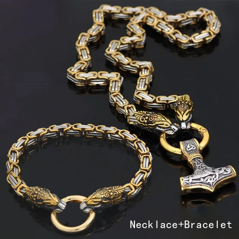 Gold necklace+bracelet