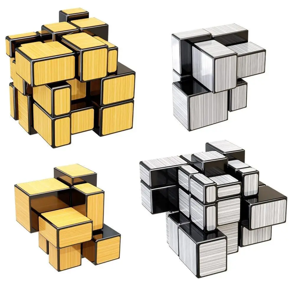 Professional Magic Cube Set - Golden 2x2, Silver 3x3 High-Quality Puzzles, Fidget & Mental Enrichment Children’s Toys