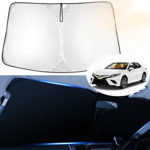 Canvcle Custom Fit Windshield Sun Shade for Toyota Camry 2007-2025 Full Coverage Foldable Sun Visor 240T 5 Layers Protector Blocks 99% UV Rays Keeps Car Cooler