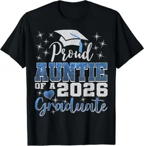 100%cotton Proud Auntie Of A Class Of 2026 Graduate 2026 Senior Auntie T-Shirt
