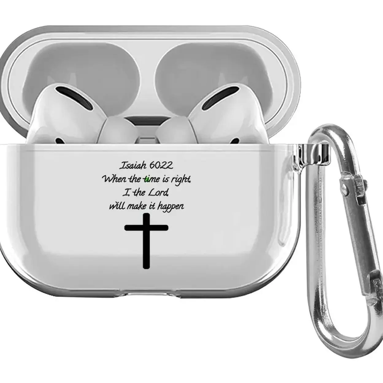 Simple Cross Pattern Protective Case for AirPods 4/3/2/1/Pro/Pro2 Soft TPU Earphone Cover, Transparent with Keychain
