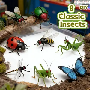 8-Piece Kids Realistic Insect Set, 3D Puzzle Stem Toy Kit, Includes Ladybug, Butterfly, Fly, Bee, Grasshopper, Suitable for Boys Girls animals Toys for Boys & Girls  Perfect for Children's Day, Christmas and Birthday Gifts