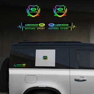 4pcs for Land Rover(Multiple logos available) Color changing with light PC laser color gradient decals. Car stickers. Colorful and changing with light.