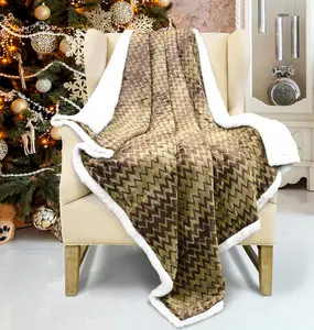 Tirrinia Plush Flannel Sherpa Throw Blanket Chevron 50" x 60" Super Soft Micro Fleece Couch Reversible Bed TV Blank