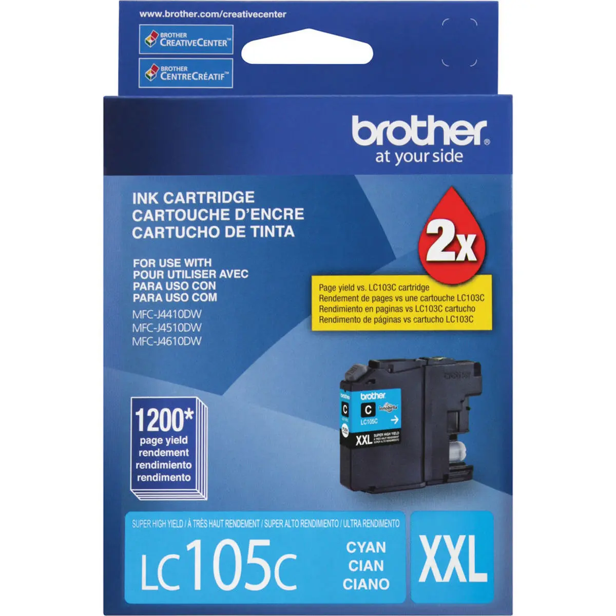 Brother LC105 Innobella Super High-Yield XXL Ink Cartridge, 1200 Pages Yield, Cyan