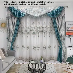 Elegant European Style 3D Print Curtains, Set of 2, Semi-Transparent, High-Quality Digital Printing, Light Weight