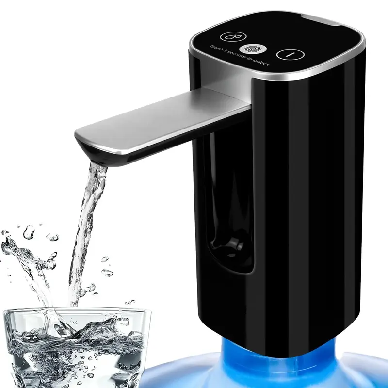 Electric 5-Gallon Water Bottle Pump, Compact Food-Grade ABS Plastic Dispenser with Digital Display, 3 Modes, Foldable Spout, Hands-Free Function, 2–5 Gal Fit, 4–6 Charges Per Use, 800ml, 1 USB-C Cable for Home, Office
