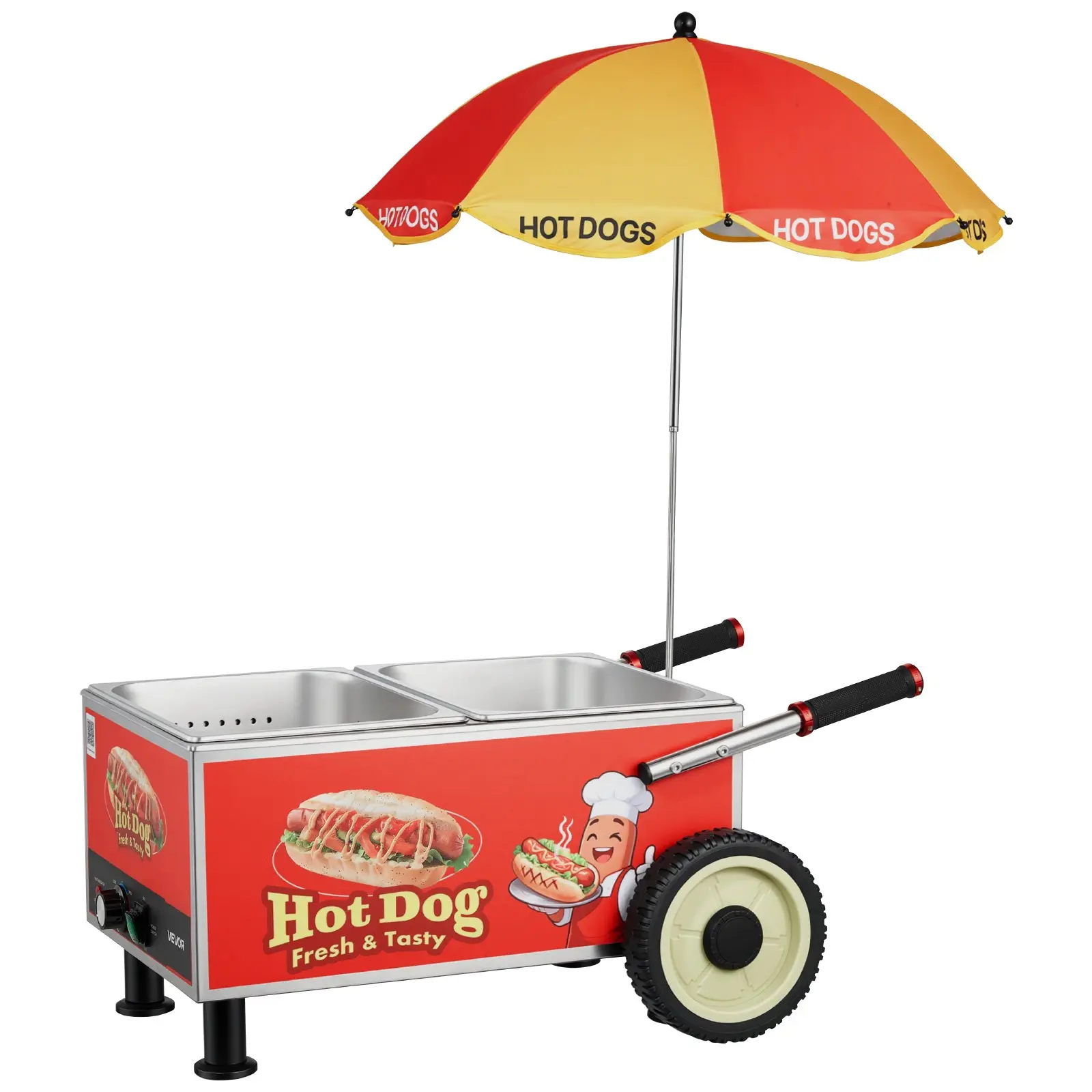 Summervibes VEVOR M-112 Model Electric Hot Dog Steamer Cart, 1200W