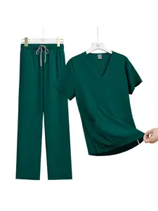 Doctor Scrub Set for Men Soft Breathable Hospital Uniform Short Sleeve with Jogger Pants Pharmacy Work