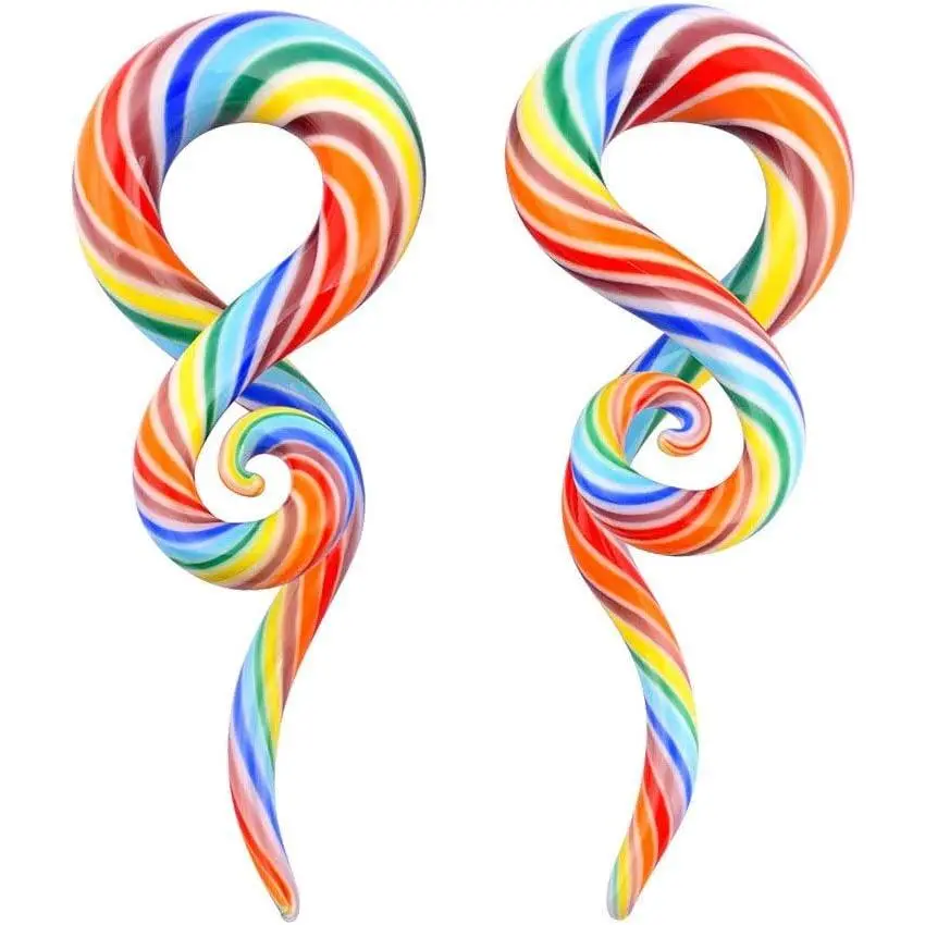 Elegant Glass Spiral Tapers, 2pc Handmade Twist Ear Gauges for Stretching Piercings, 8g-14mm, Ideal Birthday Gift