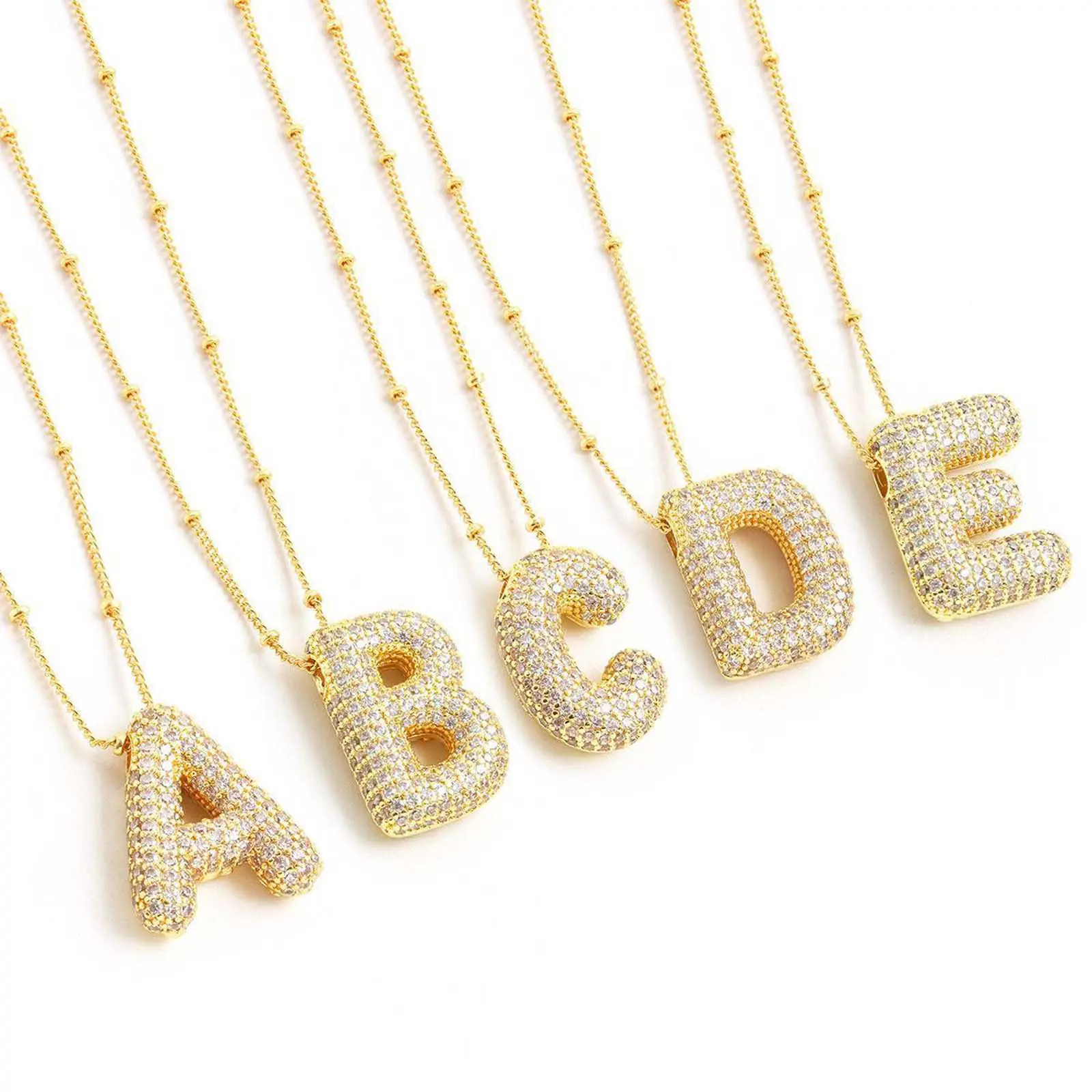 Women's Personalized Initial Bubble Pendant Charm Necklace - 26-Letter Stainless Steel Adjustable Clavicle Chain with Sparkling Rhinestones, Birthday Gift Jewelry, Trendy Accessory, Stainless Steel Necklaces