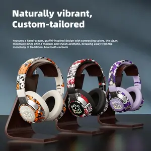 RGB dazzling light effects, Graffiti Bluetooth 5.4 wireless headphones, Low-latency gaming headphones, 15 hours of long-lasting battery life, Immersive free sound effects, ENC noise reduction for clearer calls, foldable design for portable use