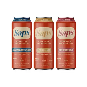Sap's Original Rehydration Drink 12-Pack with 3 Flavors Lemon-Lime Passionfruit & Blackberry-Citrus Plant-Powered Performance Beverage Energy Sport