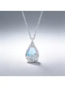Elegant Personality Necklace Water Drop Simulated Moonstone 925 Silver Jewelry Hot-Selling for Women