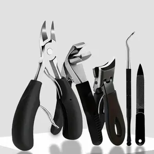 Nail Clipper Set, Stainless Steel Nail Clippers, Large Bent Head Rubberized Nail Tools, Toe Nail File, Nail Care Kit