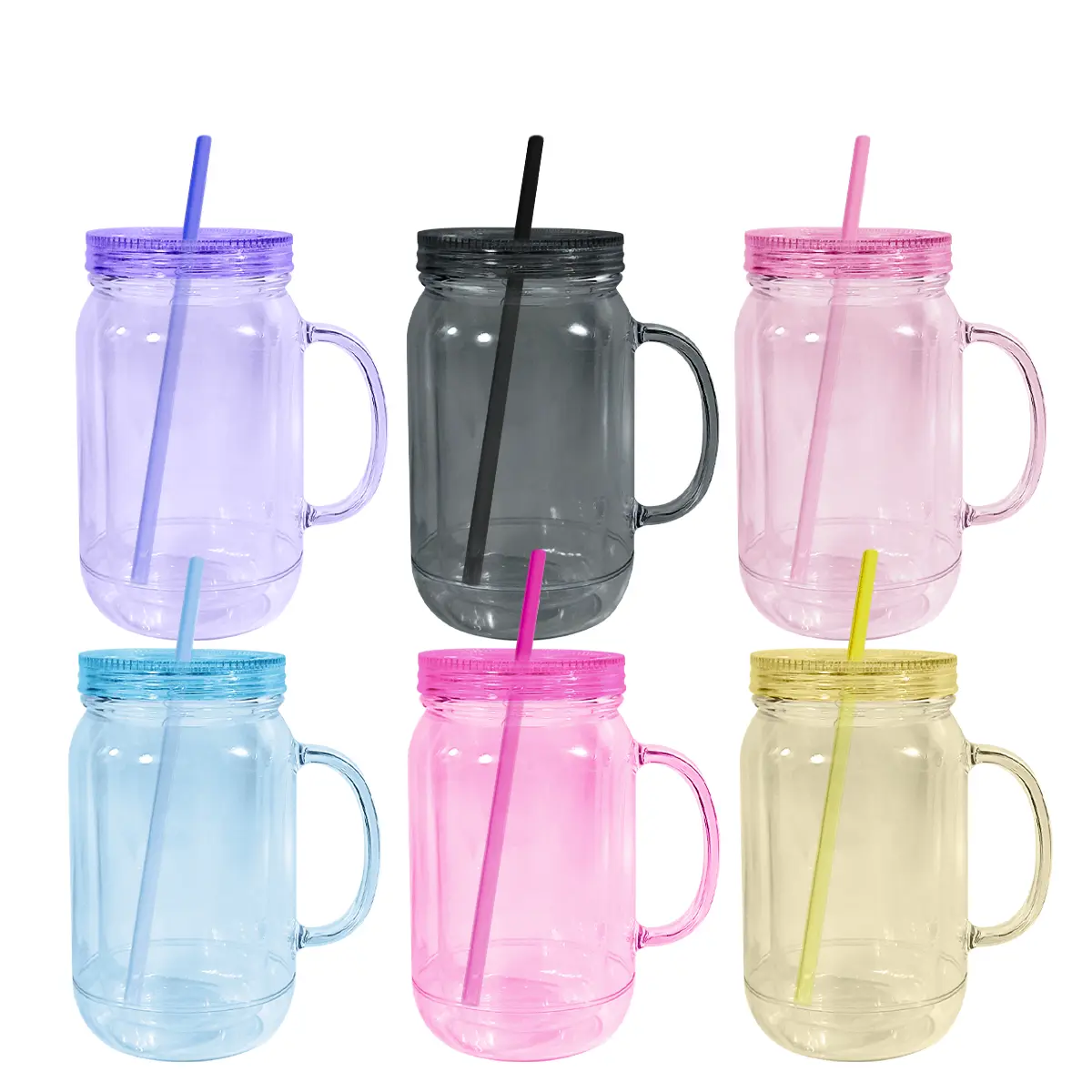 22 OZ Acrylic Snow Globe Tumblers Double walled Plastic Cups with straw toppers 12pcs/ctn for UVDTF Printing, parties, events, festival DIY gift