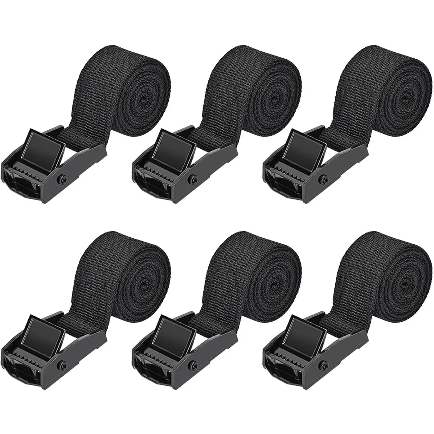 Tie Down Straps 6 Pcs Lashing Strap 3.3' x 1" Adjustable Heavy Duty Cam Buckle Cinch Straps for Cargo, Trucks, Luggage, Trailer, Motorcycle (Black)