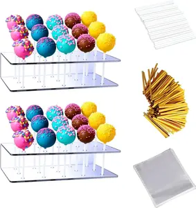 2PCS Cake Pop Display Stand with 300 PCS Cake Pop Sticks and Wrappers Kit, 15 H Aongch