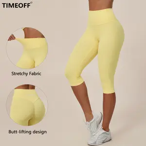TIMEOFF Women's High Waist Capri Workout Leggings, Butt Lifting Sculpt Design & Ultra Stretchy Fabric, Anti-Roll Waistband Avoids Slipping for Yoga, Gym Training, Pilates & Daily Casual Outfits