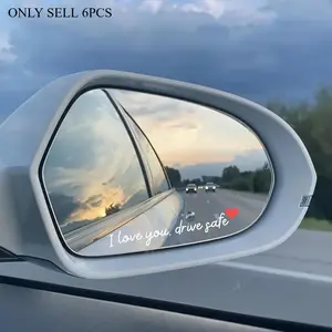 6PCS/SET Warm Healing Logo Sticker, Sticker for cars, Stick on car rearview mirrors, white heartwarming slogan + red heart decor, warm car decoration, Automobile Decals, Automotive Accessories