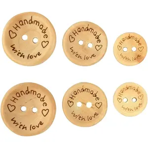 with Love Buttons - 150 count Round Wooden Craft Decor Buttons, 2 Holes for 15mm/20mm/25mm Sewing