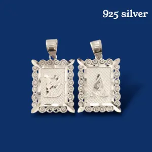 925 Sterling Silver Initial Pendant  Rectangle Letter Charm Trendy Minimalist Necklace Pendant