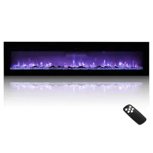 VEVOR 72 inch Electric Fireplace,  Wall Mounted Recessed Fire Place with Remote Control, Timer, 1500W, Adjustable Flame Color Brightness, Touch Screen, Overheat Protection, for Living Room,Bedroom