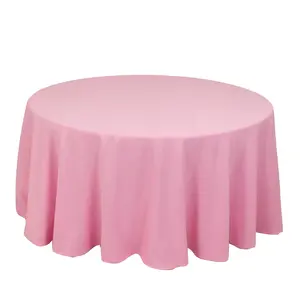 Premium Polyester 120" Round Tablecloth Pink - Seamless 220GSM Wrinkle-Resistant Table Cover