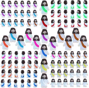 Valentine Day Gift 100 Pcs Little Jesus Figures Mini Rubber Jesus Toys to Hide and Seek, Little Pocket Jesus Miniatures Religious Party Favors