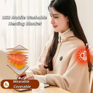 Electric Blanket USB Rechargeable Heating Blanket Single Warm Shawl 3 Level Heating Wearable Electric Blanket Heating Electric Blanket Heated Blanket Suitable for Office Lunch Break Outdoor Travel Camping