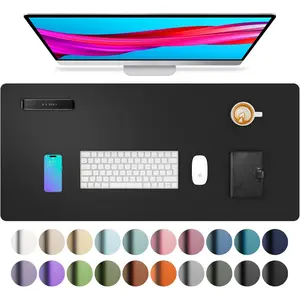 Non-Slip Waterproof PU Leather Desk Pad Protector for Mouse, Writing Desk, Office, Home, Laptop Blotter, 23.6" x 13.7", Black