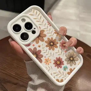 Floral Pattern Phone Case, Shockproof Phone Protective Cover, Phone Accessory Compatible with iPhone 16 15 14 Pro Max 13 12 11 XR XS Plus, Flower