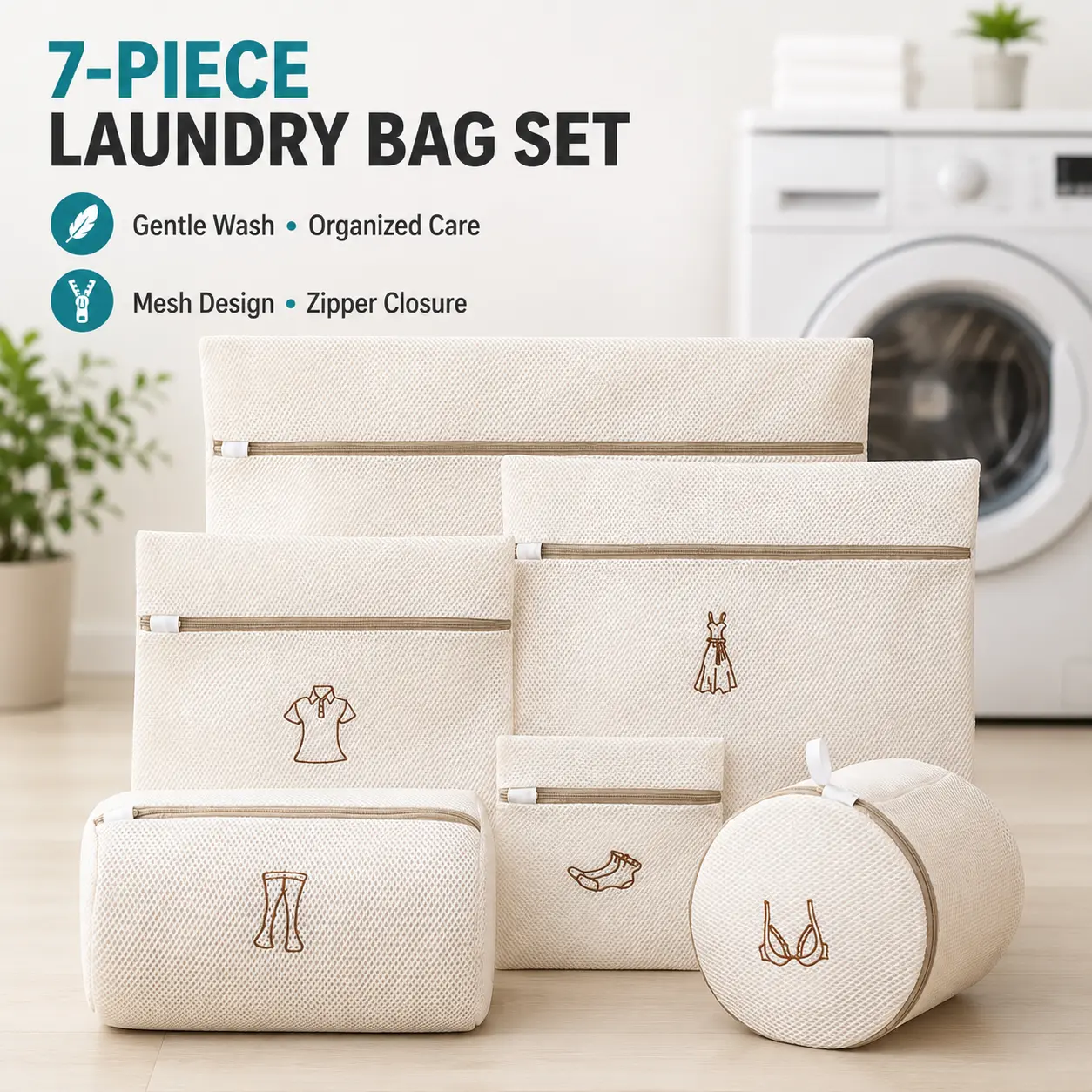 Reusable Mesh Washing Machine Laundry Bags - Anti-Deformation Home Laundry Protector Bags for Bra Lingerie