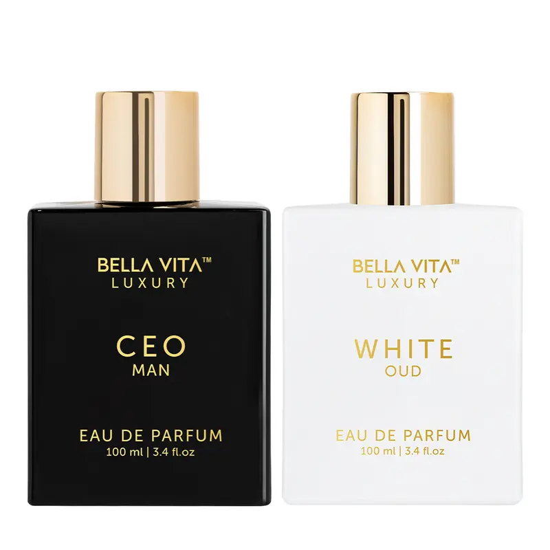 BellaVita Luxury's Trendsetter | 2x100ml Perfumes | CEO Man & White Oud | Perfume for Men & Women | Long Lasting Fragrance | Eau De Parfum