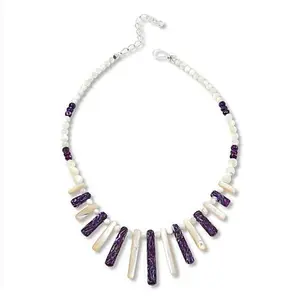 Mine Finds by Jay King Mother-of-Pearl and Purple Spiny Oyster Shell 18" Necklace
