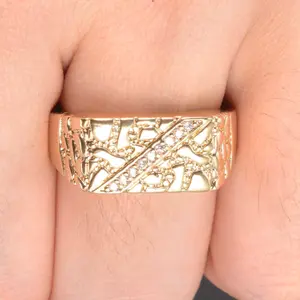 14k copper plated men's fashion jewelry - closed ring with stones - birthday gift for lover - daily wear - party - holiday gift