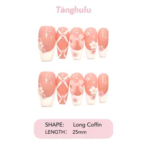 Tanghulu Nails-BOWTIQUE COLLECTION Collection/Handmade Press On Nails/ Coffin/ /Long 25mm