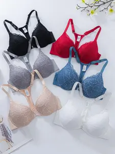 Women's Solid Color Lace Push Up Bra, Casual Comfortable Breathable Bra for Daily Wear, Women's Lingerie for All Seasons, Underwear for Women, Lace Bras