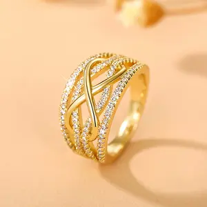 Zircon 8-shaped ring hollow three-dimensional contrast color infinite love character index finger ring for men and women can be given as a gift springtok